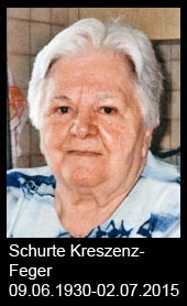 Schurte-Kreszenz-Senz-Feger-1930-bis-2015